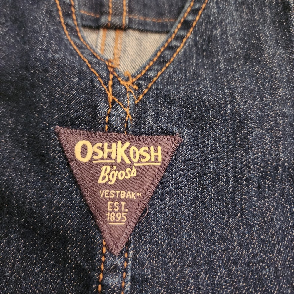 OshKosh B'gosh 3T Carpenter Overalls Dark Wash Denim Flannel Lined Buffalo Plaid - Picture 15 of 16